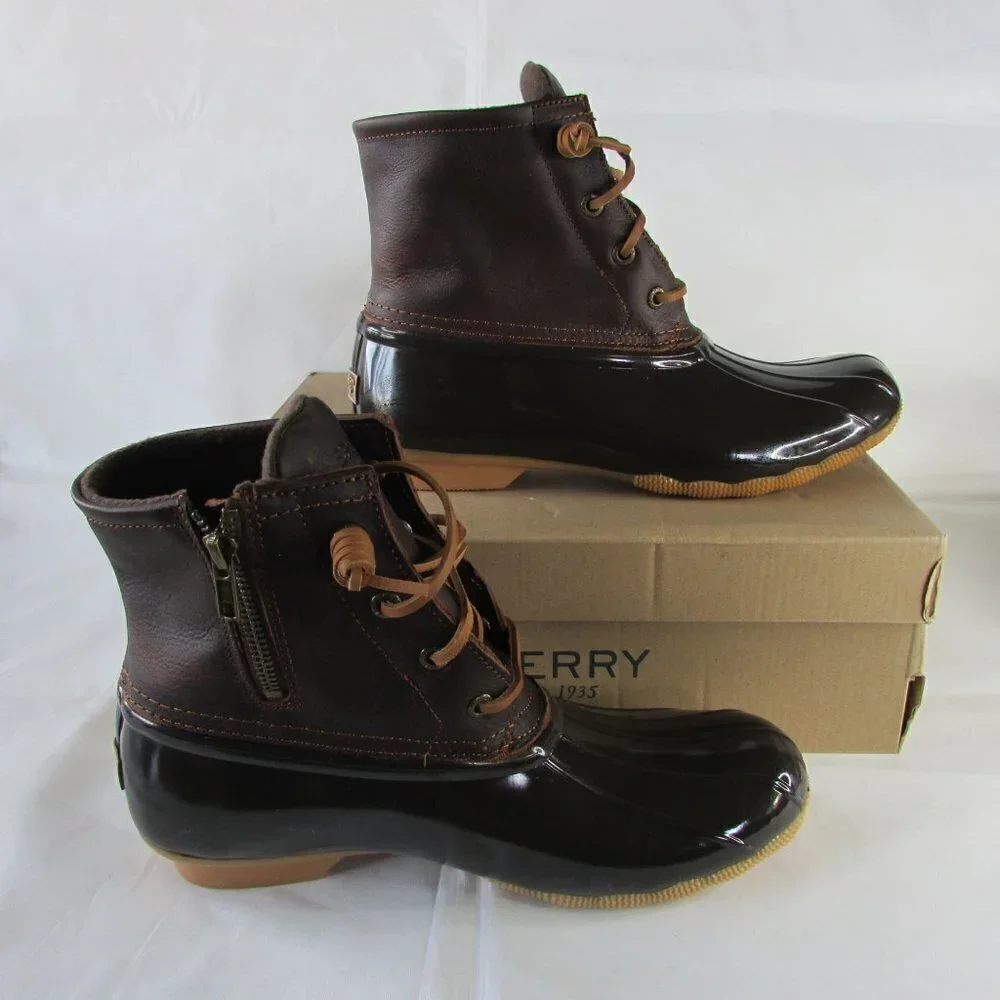 NEW Women's 7.5W Sperry Saltwater Snow Duck Boot - Tan/Dark Brown